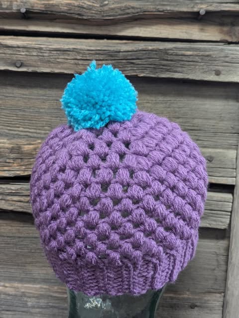 Purple Beanie w/ PomPom