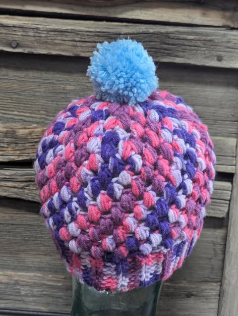 Purple/Pink Beanie w/ PomPom