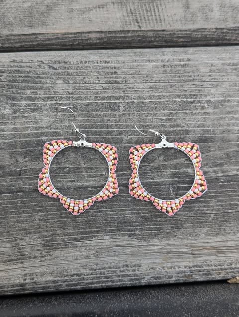 Pink/Gold Zigzag Hoops