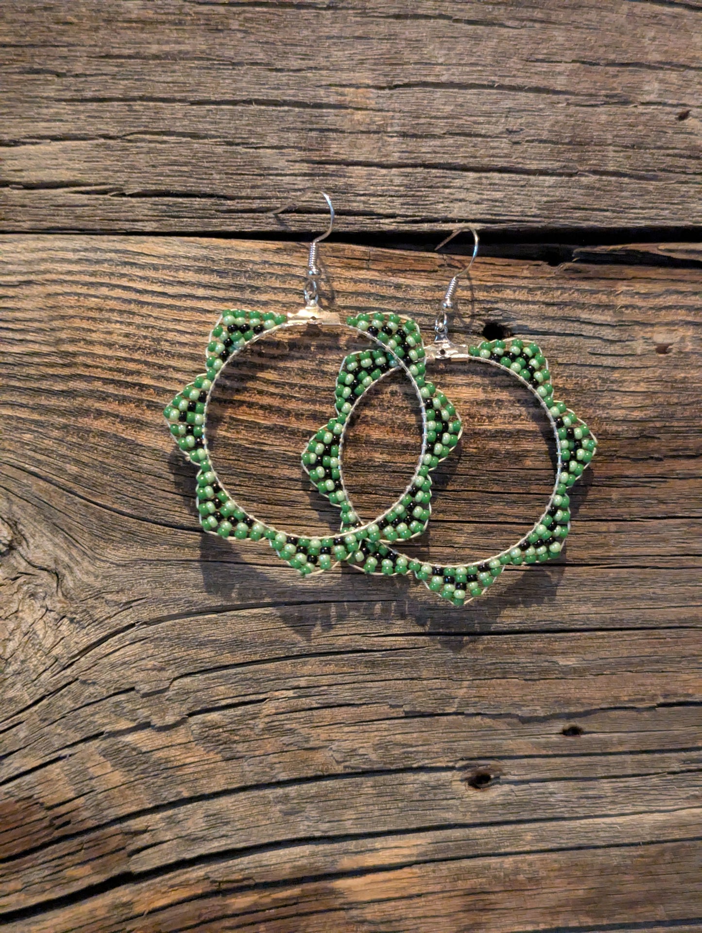Emerald Blossom Zigzag Hoops