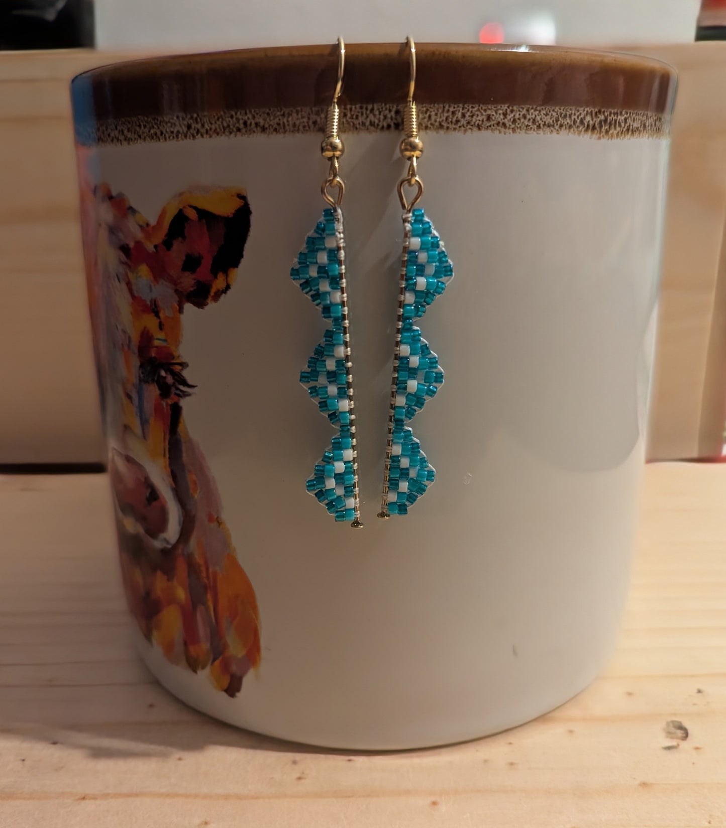 Ocean Blue ZigZag Earrings- Gold