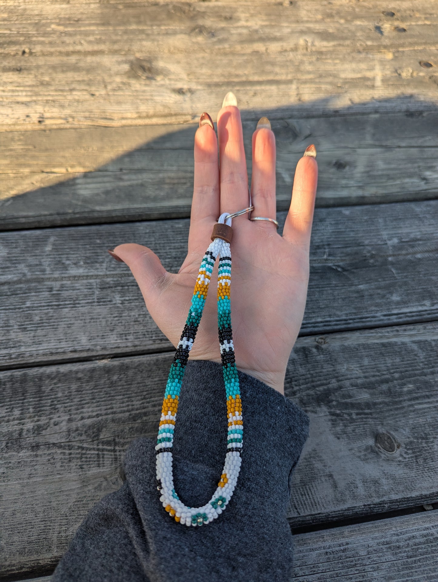 Mountain side Beaded Wristlet Keychain