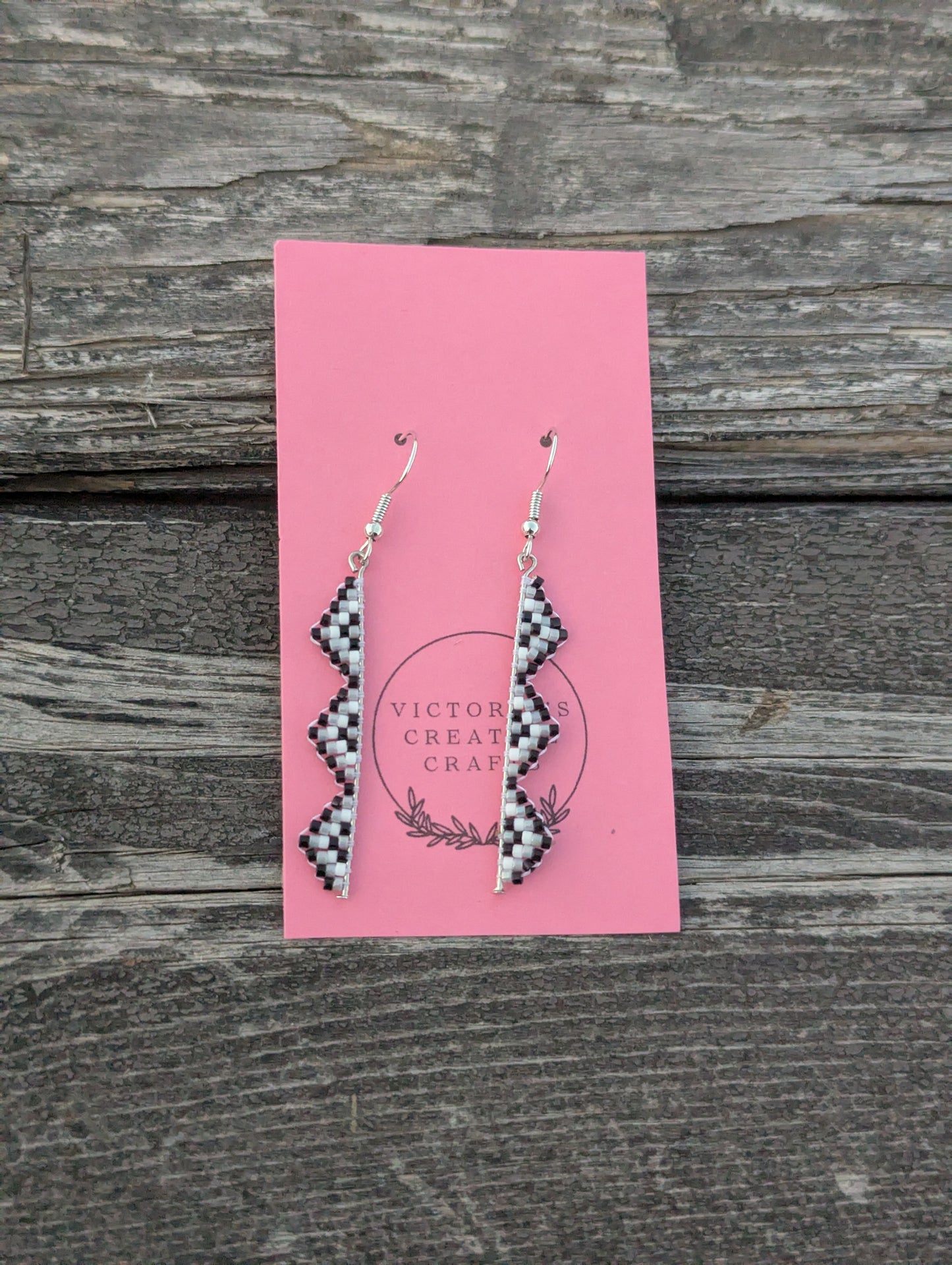 Black and White Zigzag Earrings