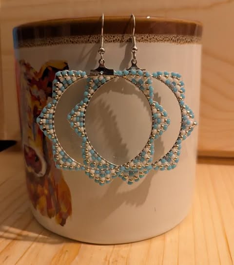Blue Zigzag Hoops