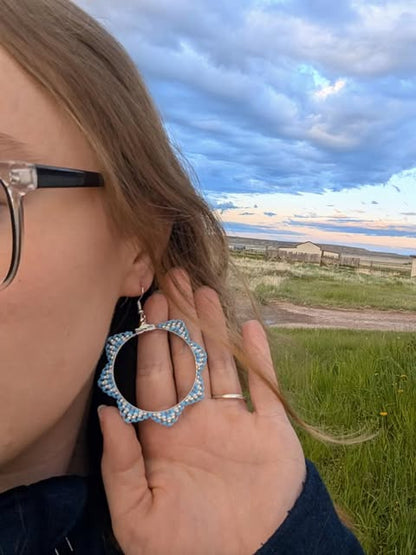 Blue Zigzag Hoops