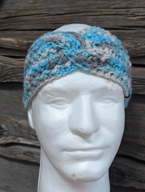 Gray/Light Blue Adult Headband