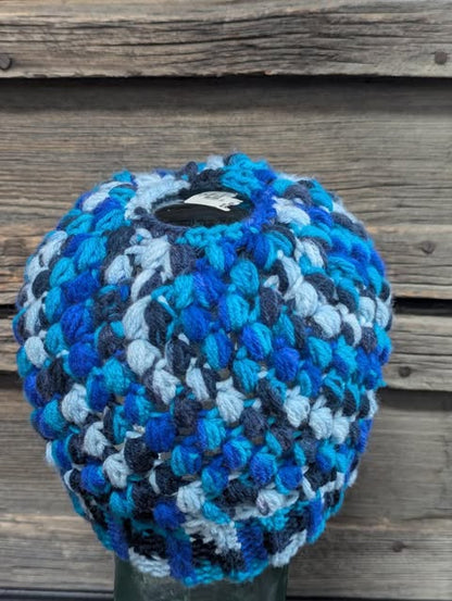 Blue/Black Messy Bun Beanie