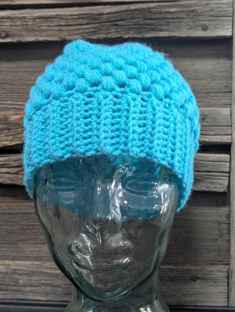 Light Blue Messy Bun Beanie