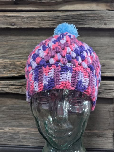 Purple/Pink Beanie w/ PomPom