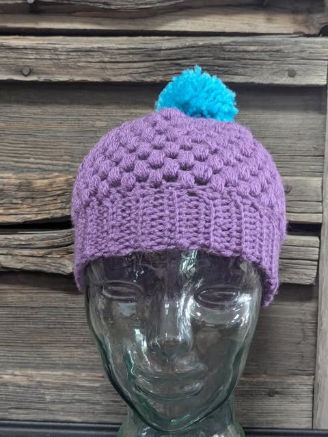 Purple Beanie w/ PomPom