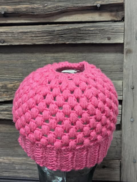 Pink Messy Bun Beanie
