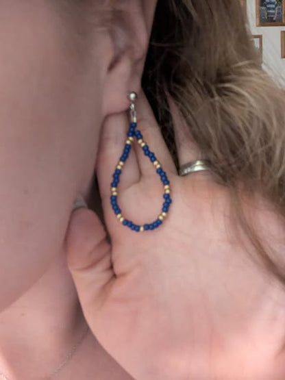 Blue/Gold Teardrop Earrings