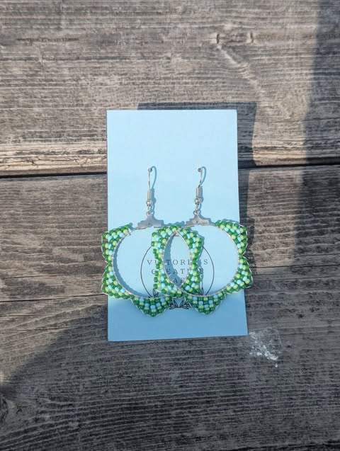 Green Zigzag Hoops