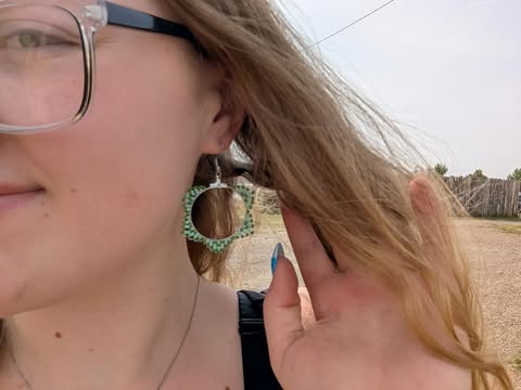 Green Zigzag Hoops