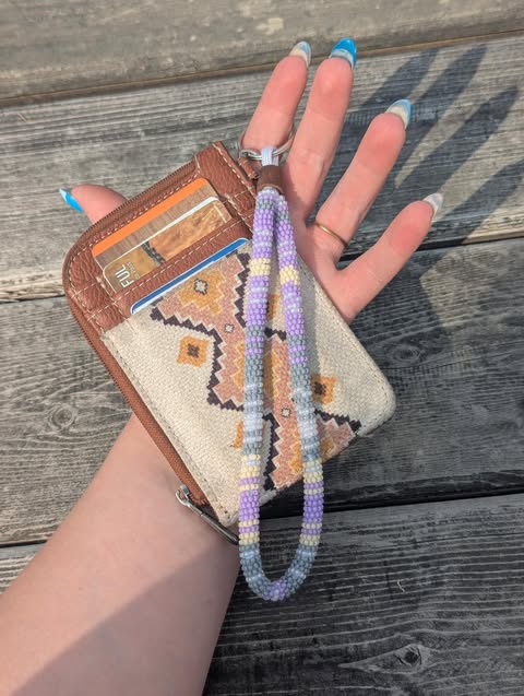 Dusty Lilac Beaded Wristlet Keychain