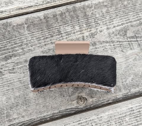 Tan Genuine Cowhide Claw Clip- Small