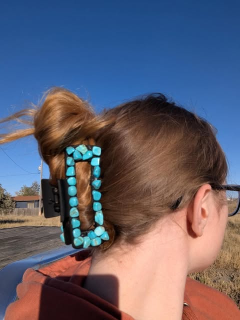 Black Faux Turquoise Claw Clip- Large
