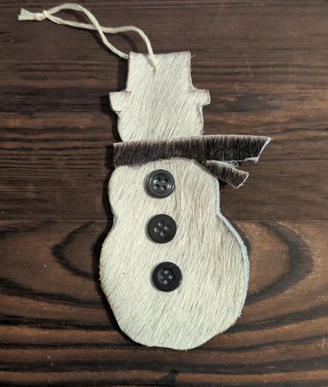 Snowman Genuine Cowhide Ornament