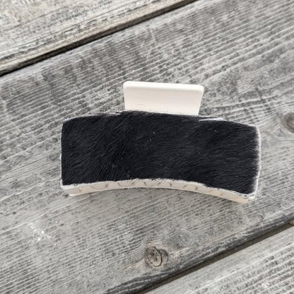 Cream Genuine Cowhide Claw Clip- Small