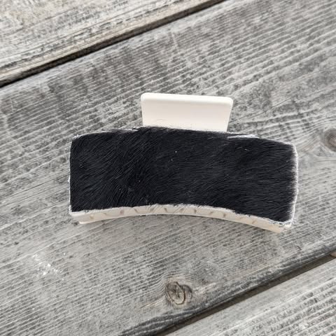 Cream Genuine Cowhide Claw Clip- Small