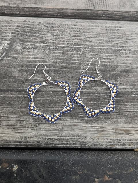 Blue/Gold Zigzag Hoops
