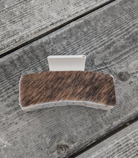 Cream Genuine Cowhide Claw Clip- Small