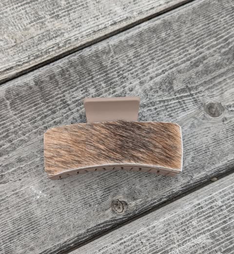 Tan Genuine Cowhide Claw Clip- Small