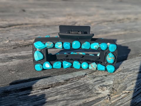 Black Faux Turquoise Claw Clip- Large