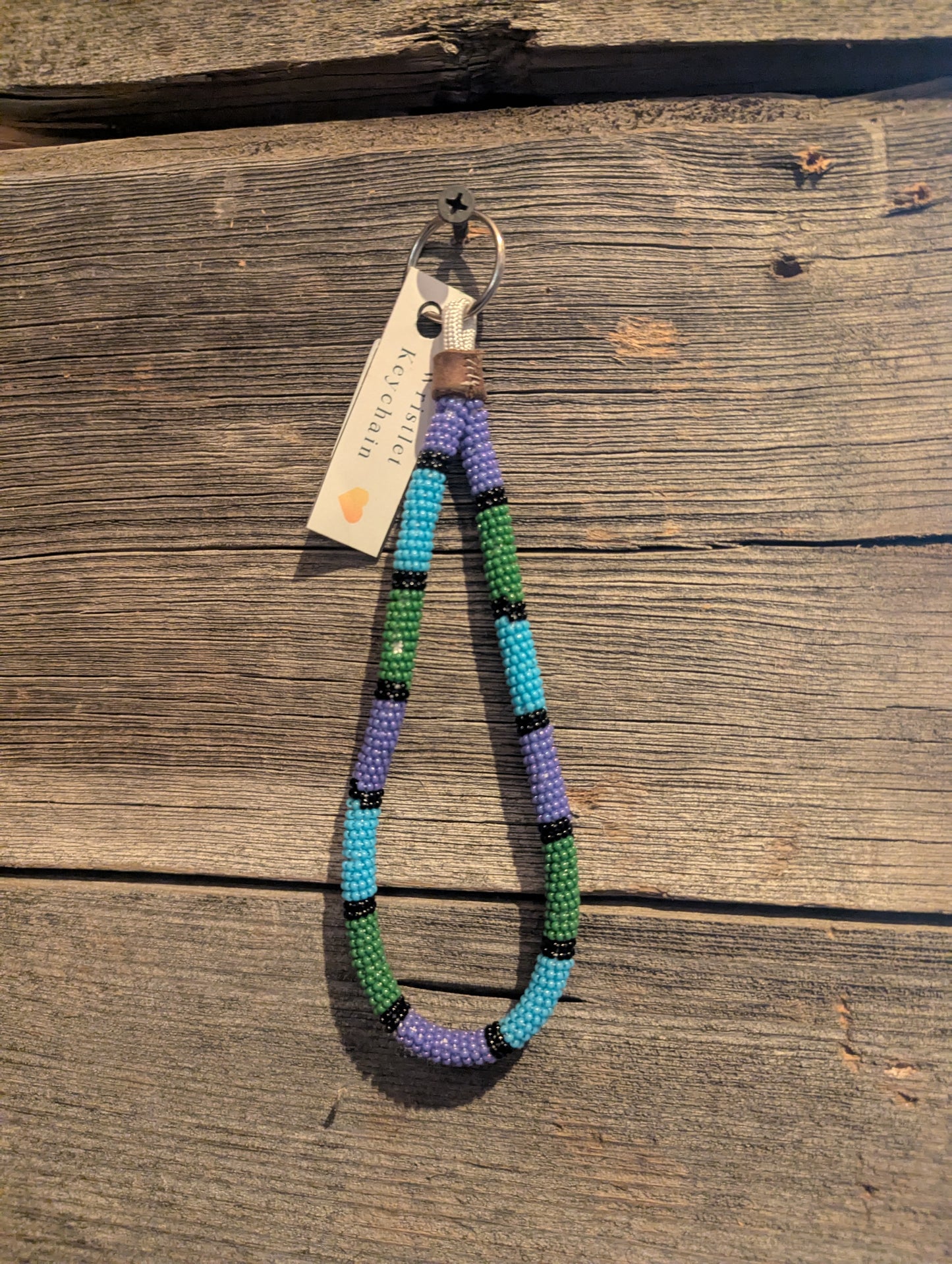 Glacier Lake Beaded Wristlet Keychain