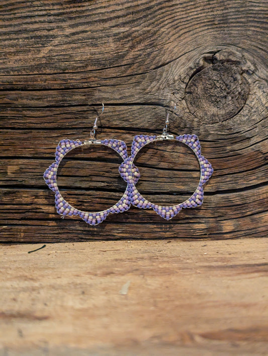 Lavender Blossom Zigzag Hoops