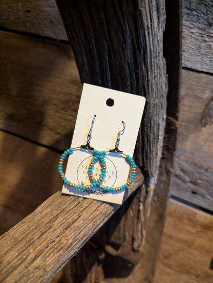 Turquoise Cascade Mini Hoops