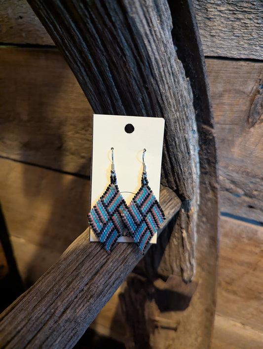 Striped Diamond Shaped Earrings