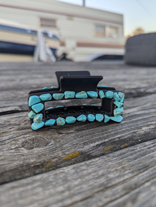 Black Faux Turquoise Claw Clip- Small