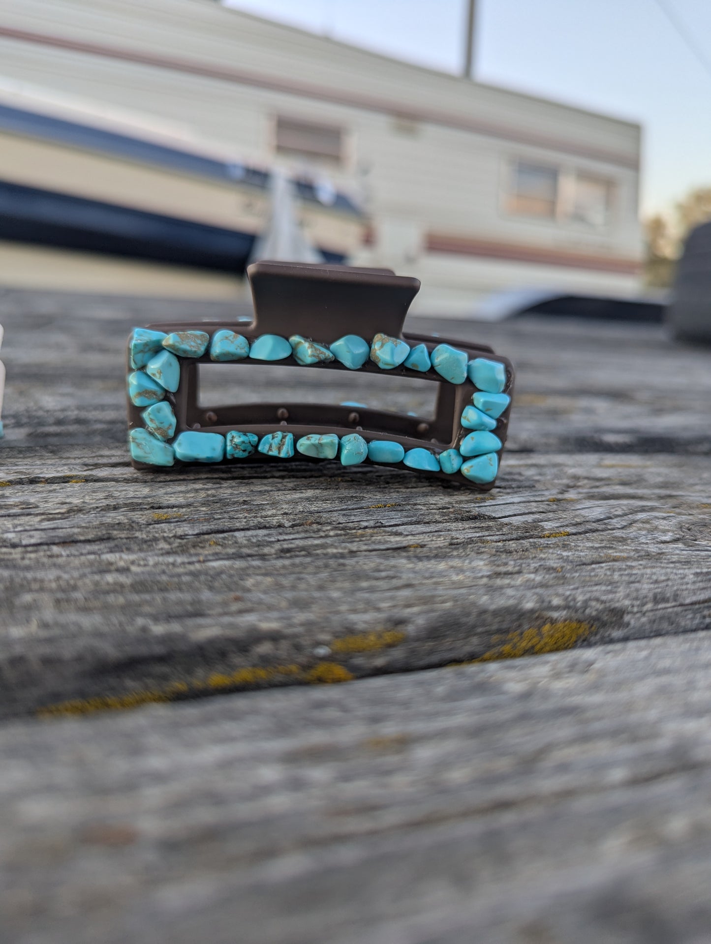 Dark Brown Faux Turquoise Claw Clip- Small
