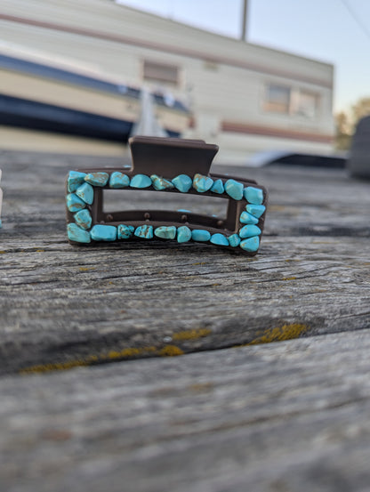Dark Brown Faux Turquoise Claw Clip- Small