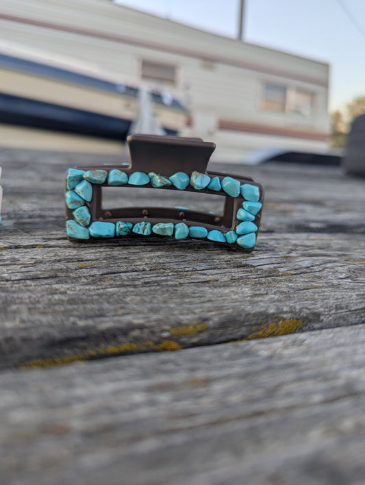 Dark Brown Faux Turquoise Claw Clip- Small