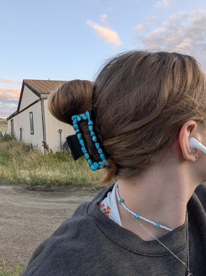 Black Faux Turquoise Claw Clip- Small