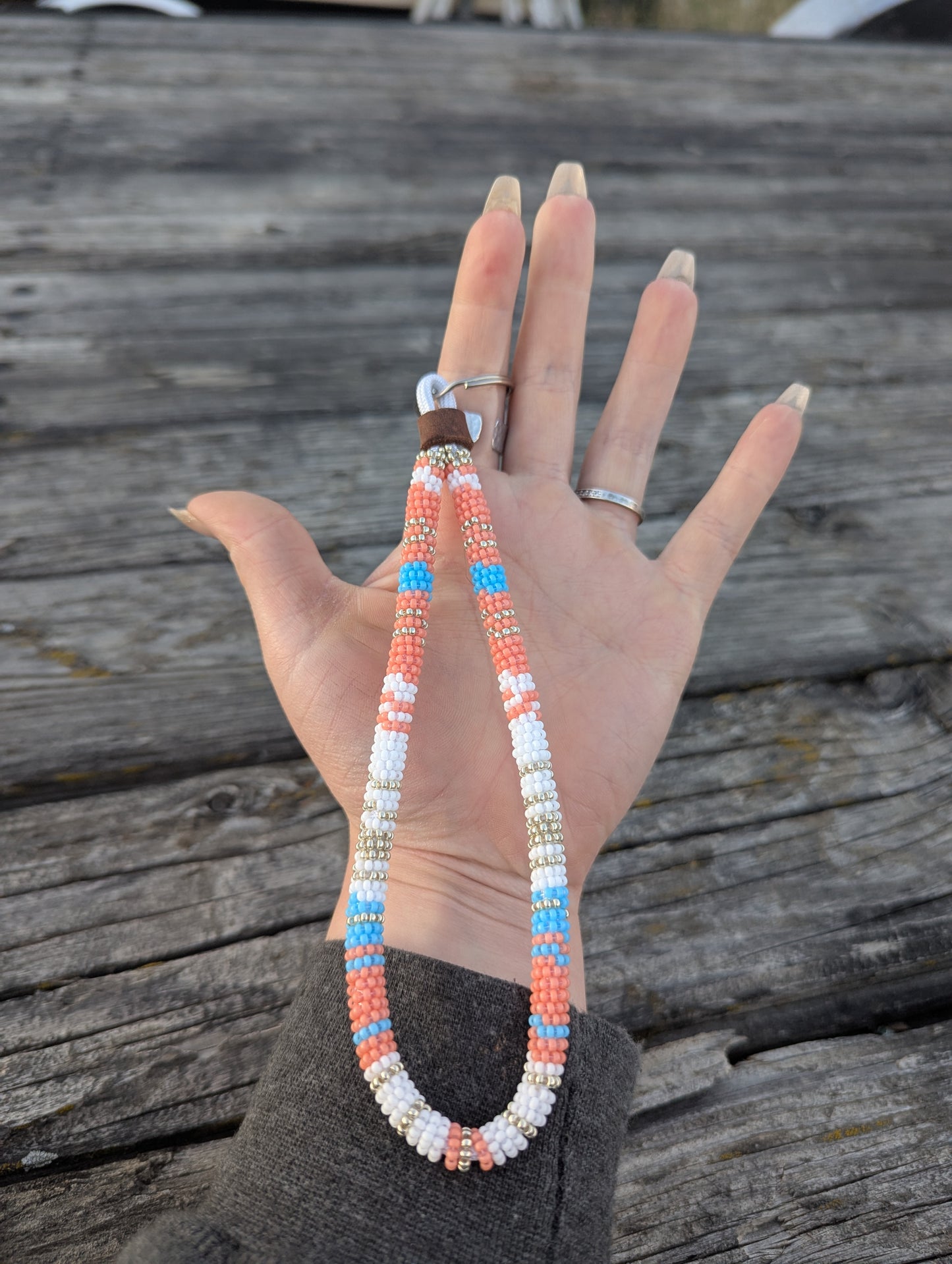 Summer Sunrise Beaded Wristlet Keychain