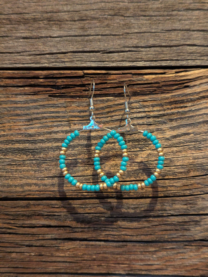 Turquoise Cascade Mini Hoops