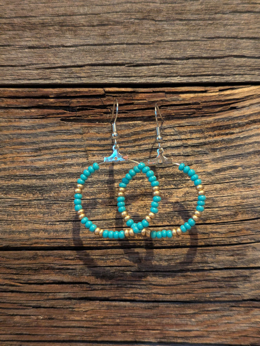 Turquoise Cascade Mini Hoops