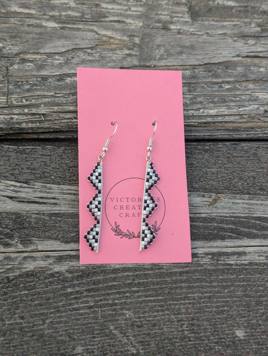 Black and White Zigzag Earrings