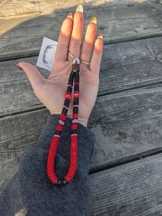 Ace of Hearts Beaded Wristlet Keychain