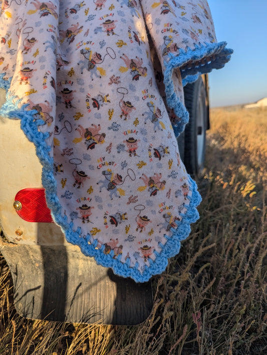 Howdy Cowboy Receiving Blanket (flannel)